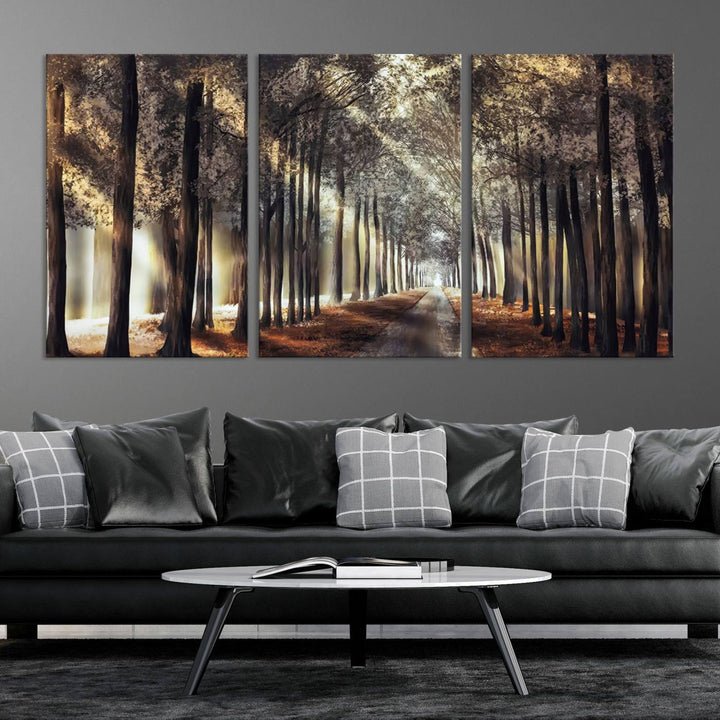 Forest Autumn Road Wall Art Canvas Print