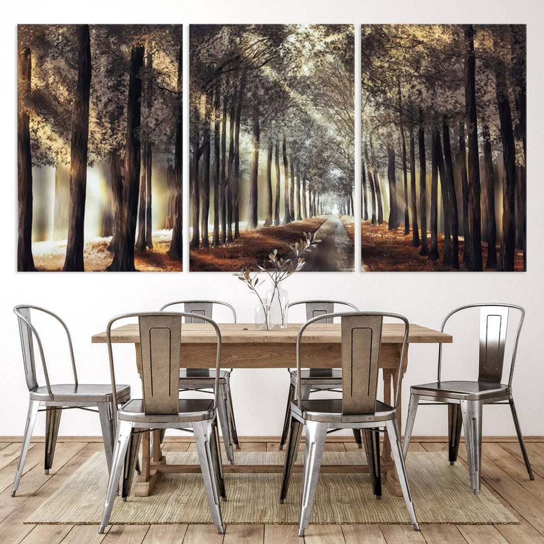 Forest Autumn Road Wall Art Canvas Print