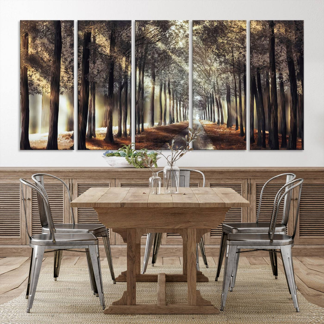 Forest Autumn Road Wall Art Canvas Print