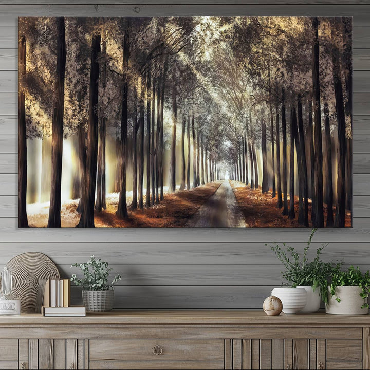 Forest Autumn Road Wall Art Canvas Print