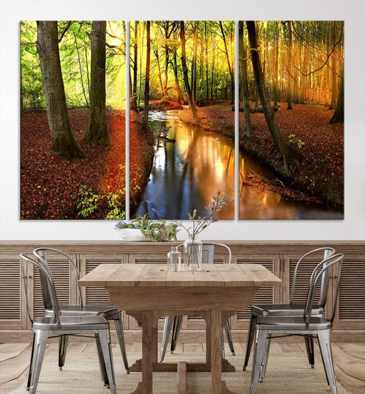 Forest Creek Autumn Nature Landscape Giclee Canvas Extra Large Wall Art Print