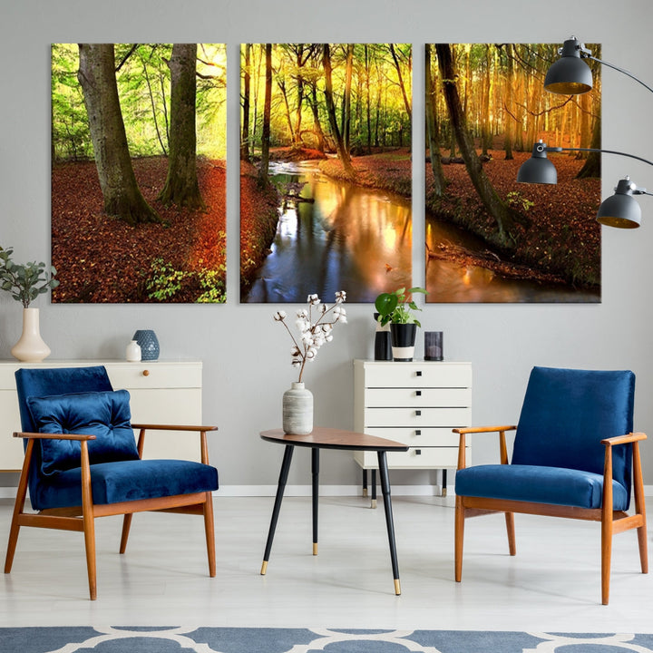 Forest Creek Autumn Nature Landscape Giclee Canvas Extra Large Wall Art Print