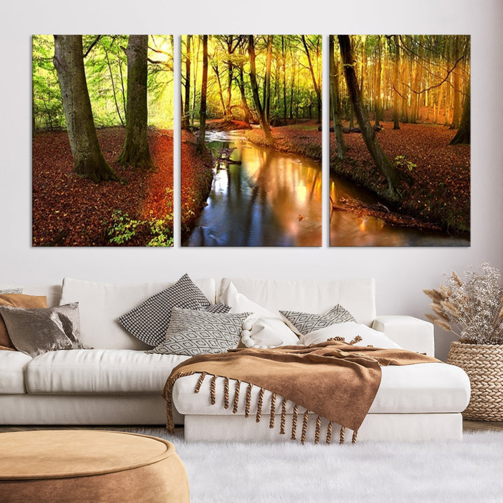 Forest Creek Autumn Nature Landscape Giclee Canvas Extra Large Wall Art Print