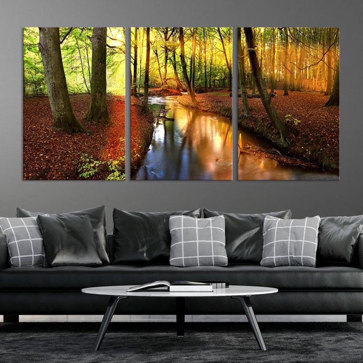 Forest Creek Autumn Nature Landscape Giclee Canvas Extra Large Wall Art Print