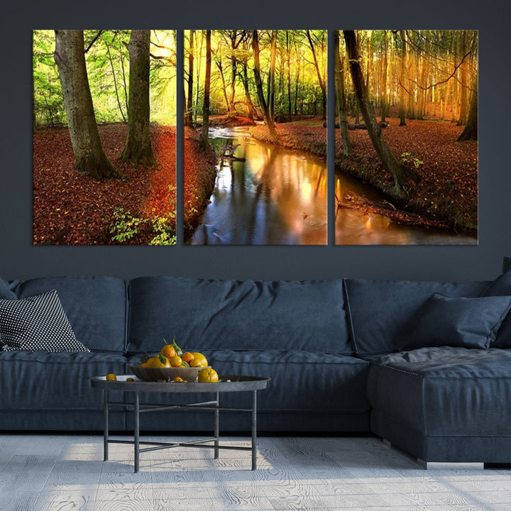 Forest Creek Autumn Nature Landscape Giclee Canvas Extra Large Wall Art Print