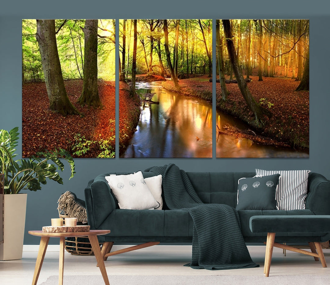 Forest Creek Autumn Nature Landscape Giclee Canvas Extra Large Wall Art Print