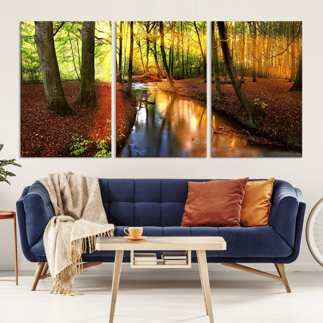 Forest Creek Autumn Nature Landscape Giclee Canvas Extra Large Wall Art Print