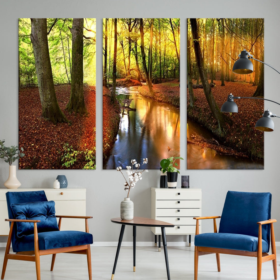 Forest Creek Autumn Nature Landscape Giclee Canvas Extra Large Wall Art Print