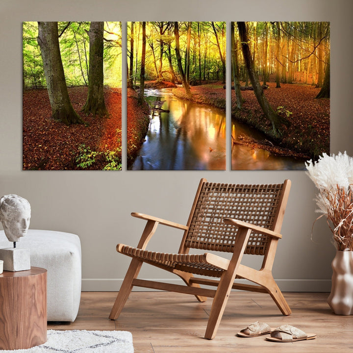 Forest Creek Autumn Nature Landscape Giclee Canvas Extra Large Wall Art Print