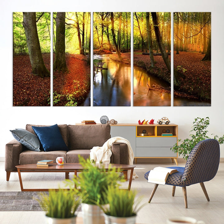 Forest Creek Autumn Nature Landscape Giclee Canvas Extra Large Wall Art Print