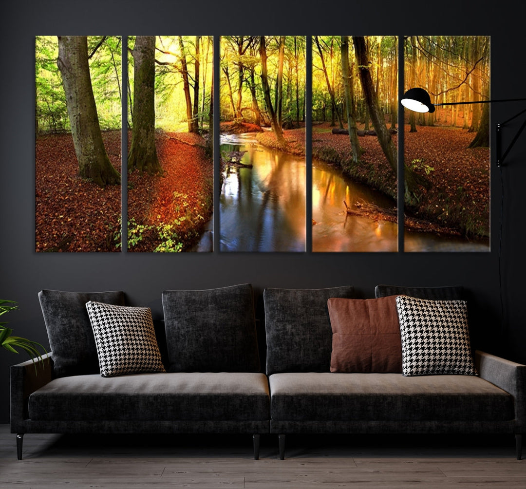 Forest Creek Autumn Nature Landscape Giclee Canvas Extra Large Wall Art Print