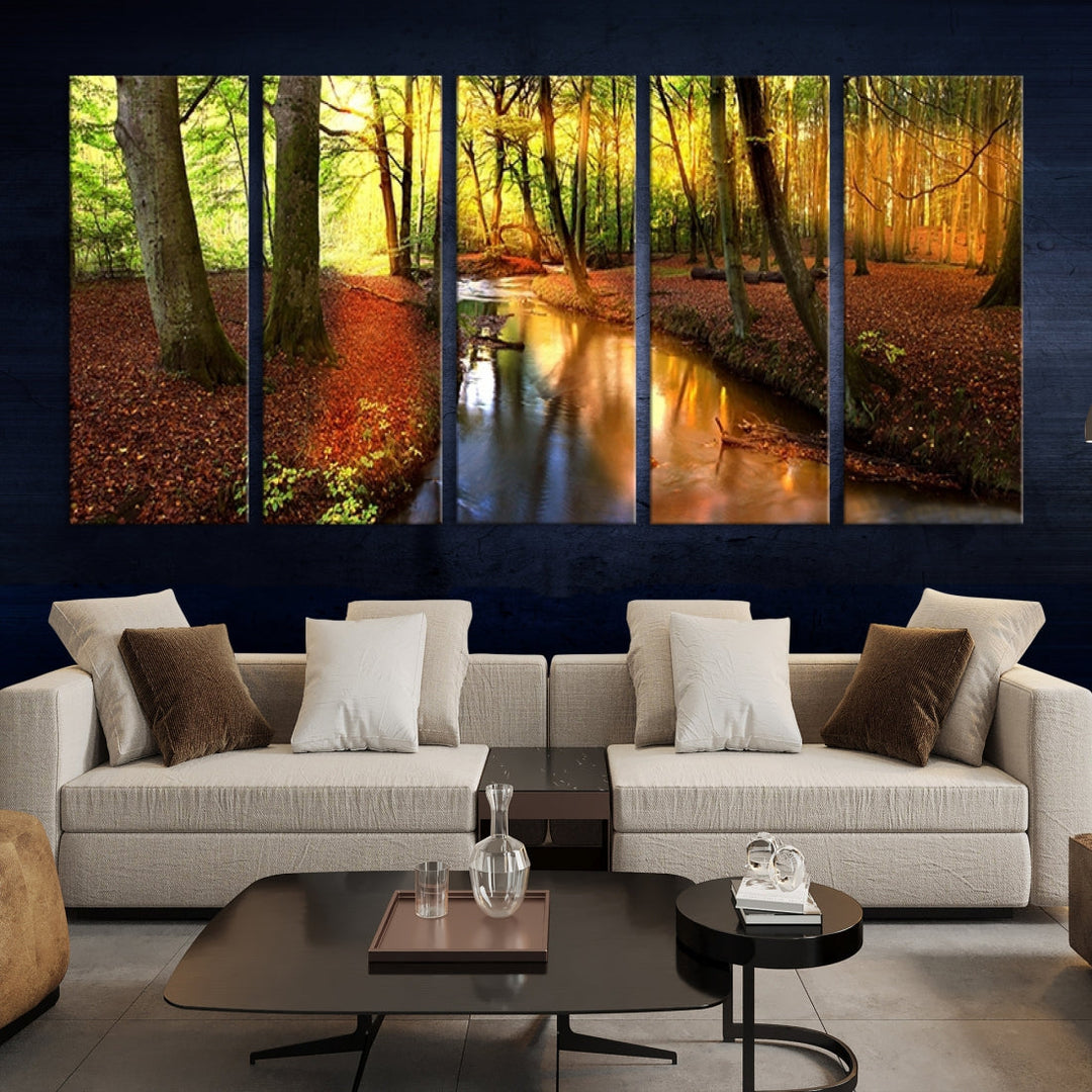 Forest Creek Autumn Nature Landscape Giclee Canvas Extra Large Wall Art Print