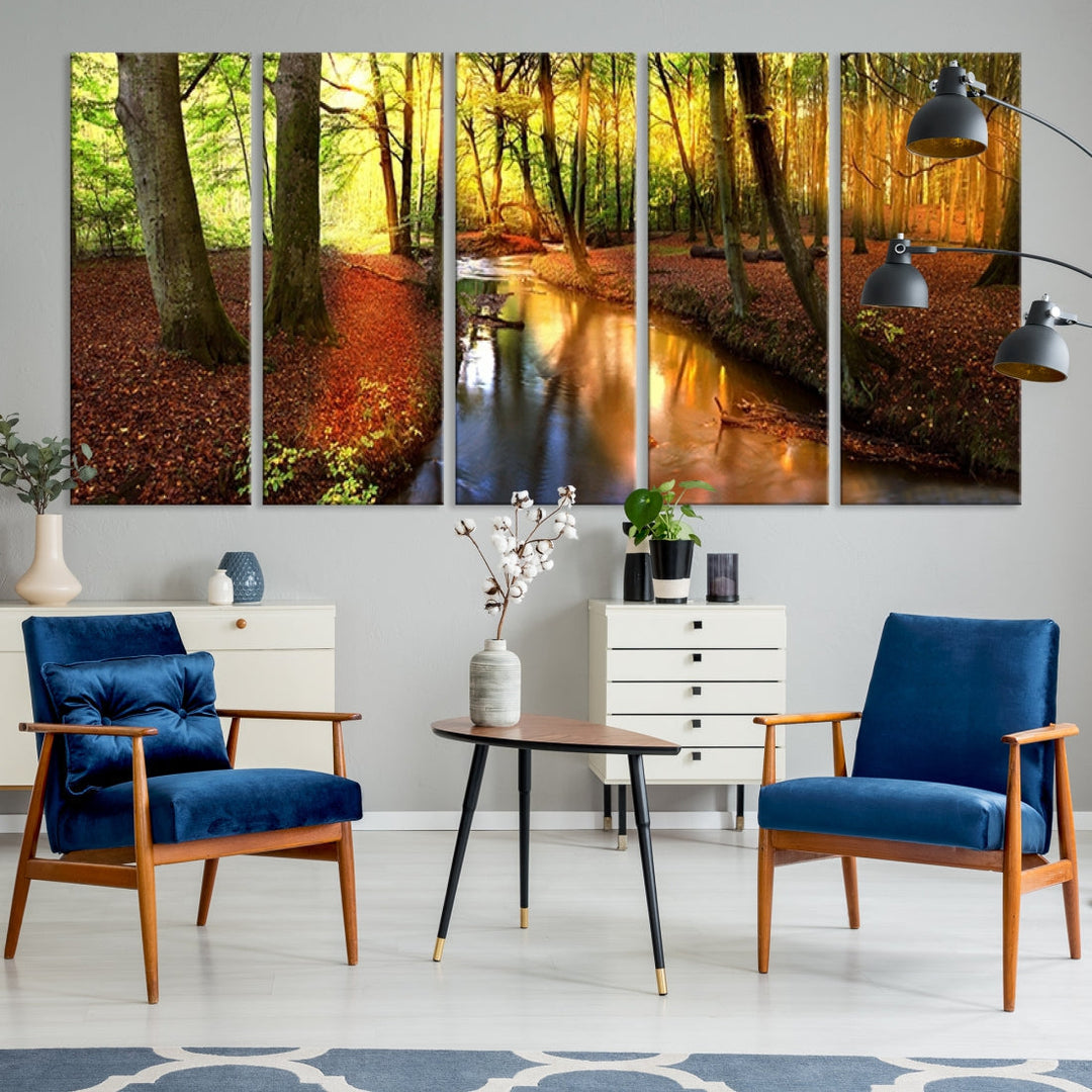 Forest Creek Autumn Nature Landscape Giclee Canvas Extra Large Wall Art Print