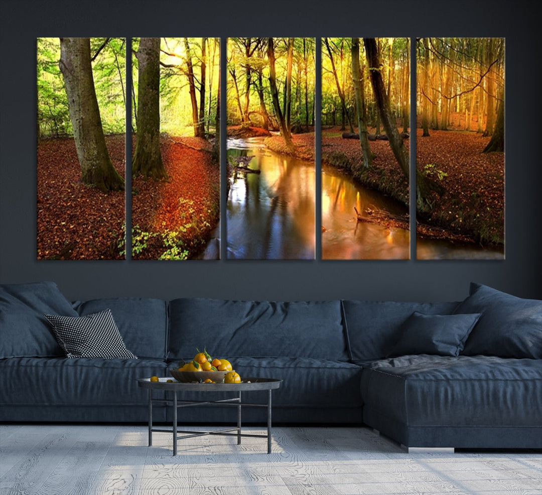 Forest Creek Autumn Nature Landscape Giclee Canvas Extra Large Wall Art Print