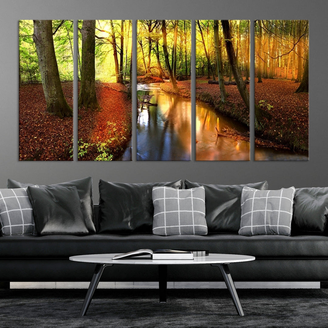 Forest Creek Autumn Nature Landscape Giclee Canvas Extra Large Wall Art Print