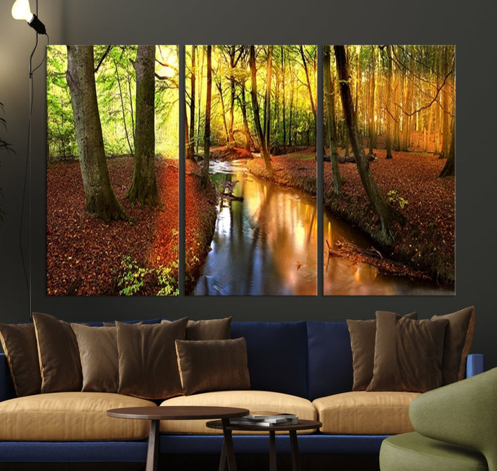 Forest Creek Autumn Nature Landscape Giclee Canvas Extra Large Wall Art Print