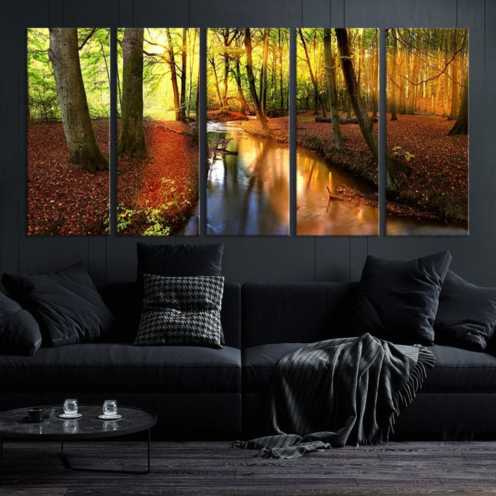 Forest Creek Autumn Nature Landscape Giclee Canvas Extra Large Wall Art Print