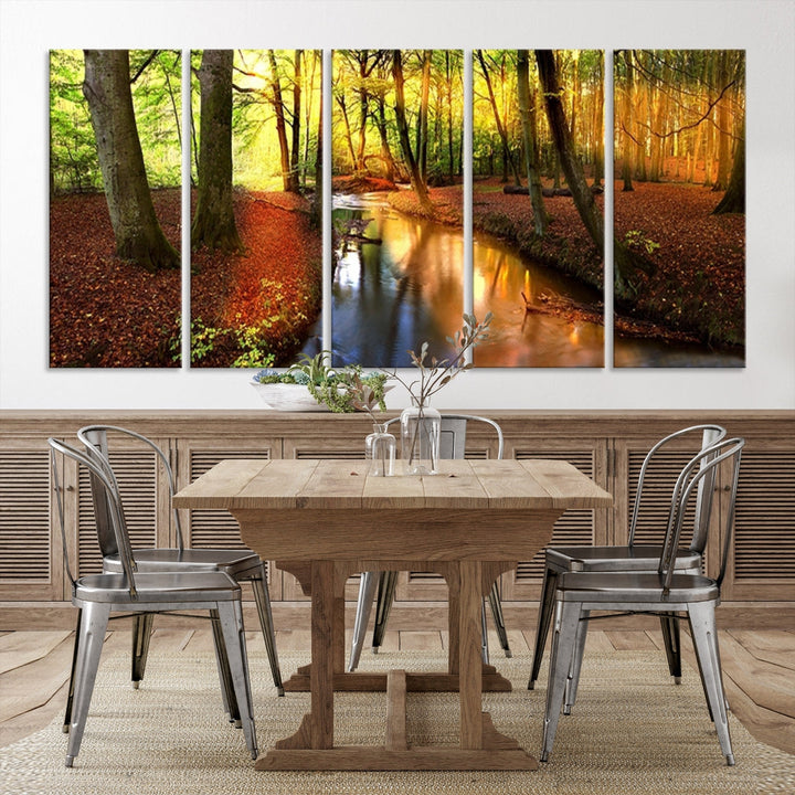 Forest Creek Autumn Nature Landscape Giclee Canvas Extra Large Wall Art Print