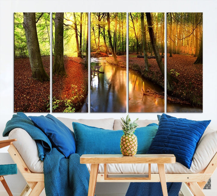 Forest Creek Autumn Nature Landscape Giclee Canvas Extra Large Wall Art Print