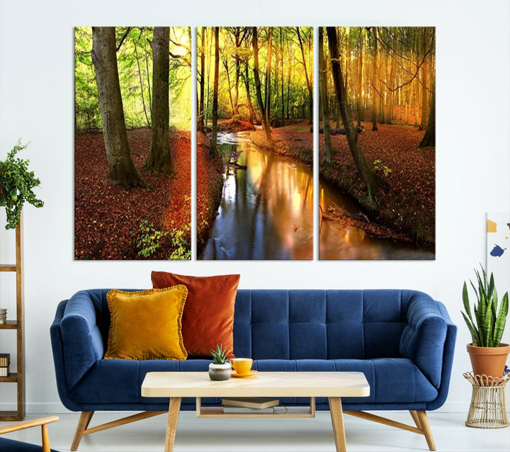 Forest Creek Autumn Nature Landscape Giclee Canvas Extra Large Wall Art Print