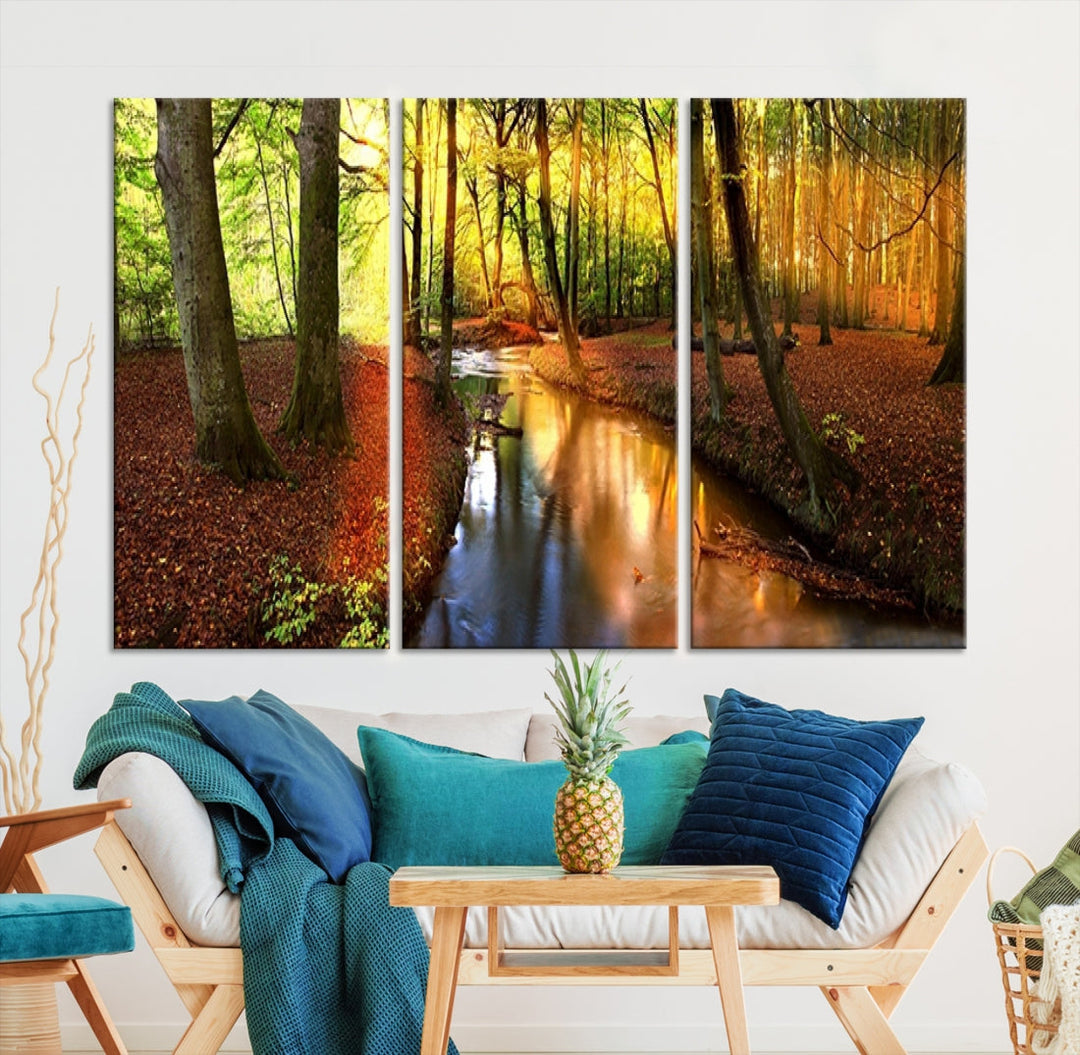 Forest Creek Autumn Nature Landscape Giclee Canvas Extra Large Wall Art Print