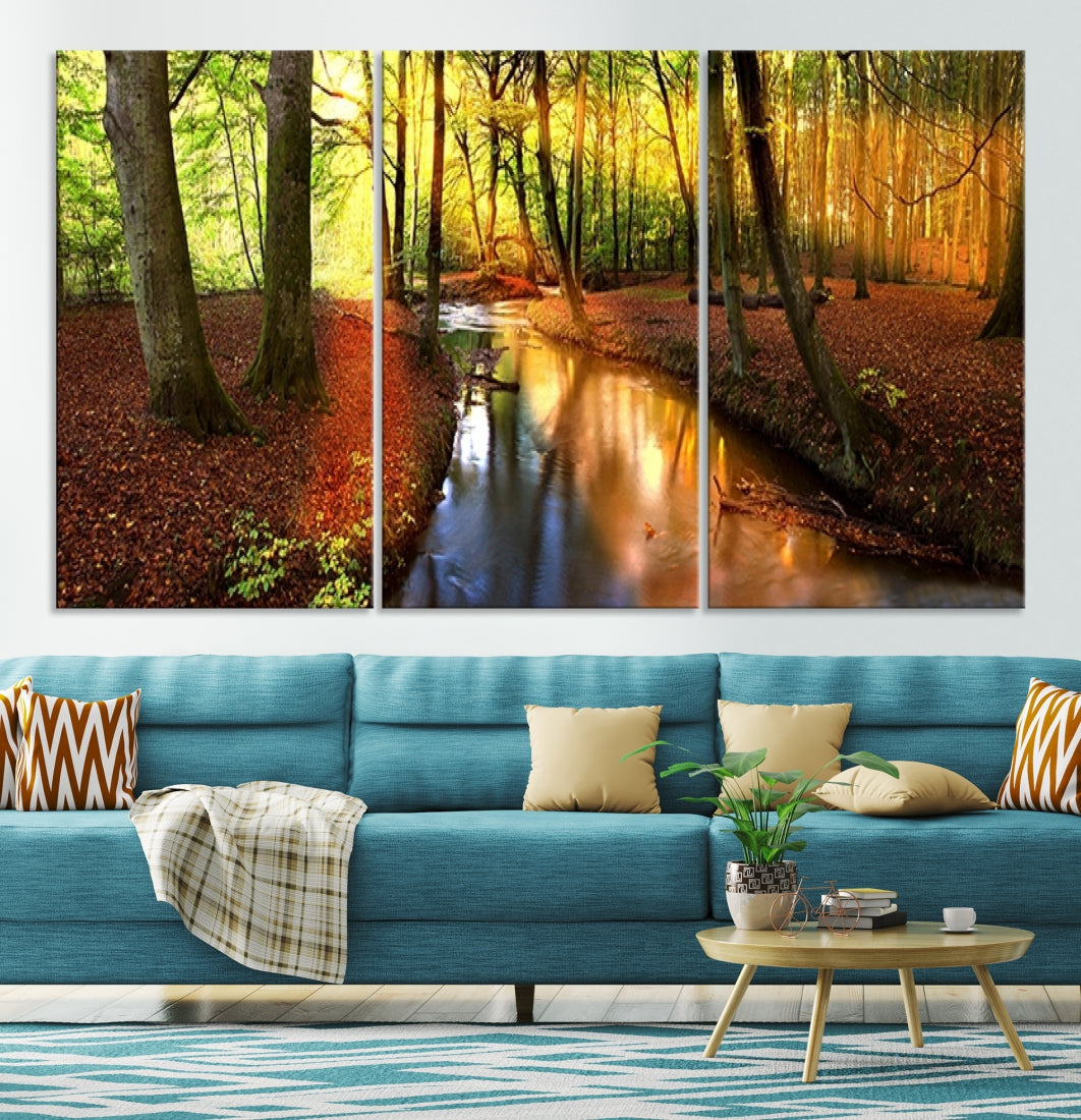 Forest Creek Autumn Nature Landscape Giclee Canvas Extra Large Wall Art Print