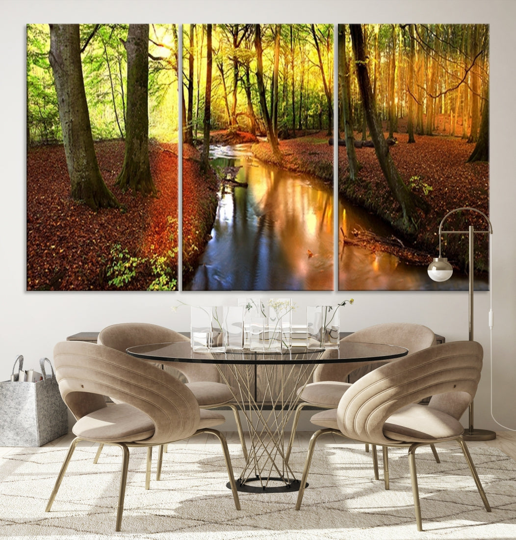 Forest Creek Autumn Nature Landscape Giclee Canvas Extra Large Wall Art Print