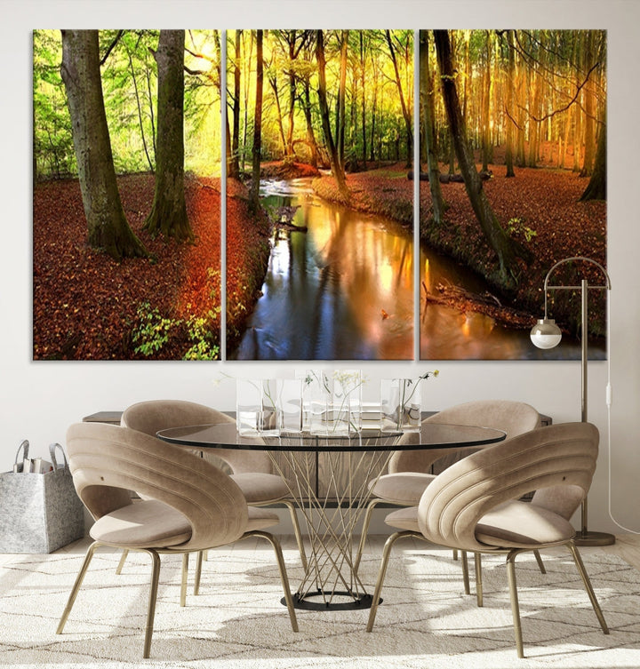 Forest Creek Autumn Nature Landscape Giclee Canvas Extra Large Wall Art Print