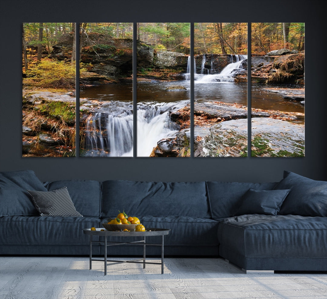 Forest Waterfall Wall Art Small Creek Nature Canvas Print Framed Ready to Hang