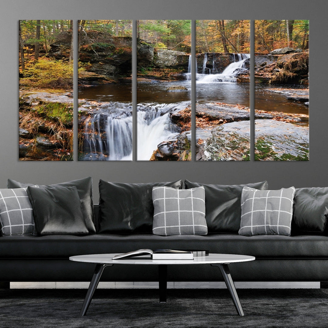 Forest Waterfall Wall Art Small Creek Nature Canvas Print Framed Ready to Hang