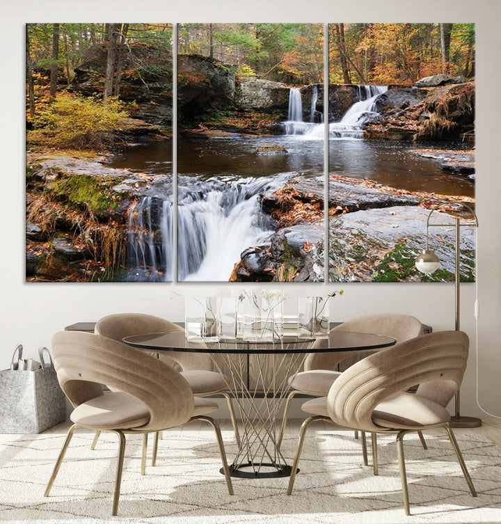 Forest Waterfall Wall Art Small Creek Nature Canvas Print Framed Ready to Hang