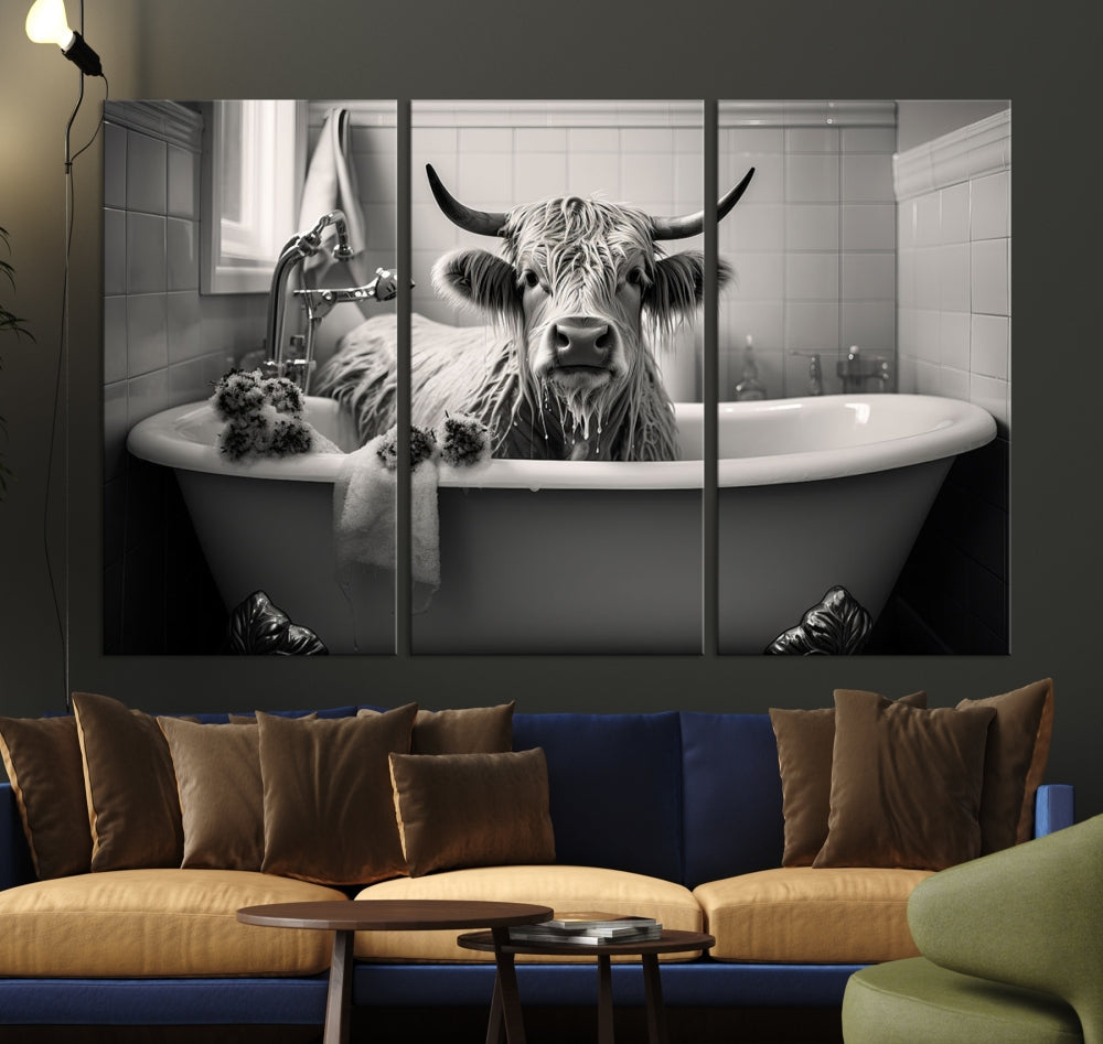 Funny Cow Art Print Animal Wall Art Framed Canvas Print Wall Decor