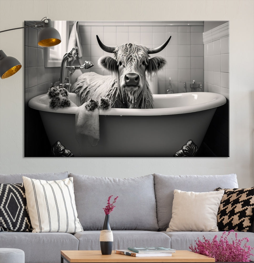 Funny Cow Art Print Animal Wall Art Framed Canvas Print Wall Decor