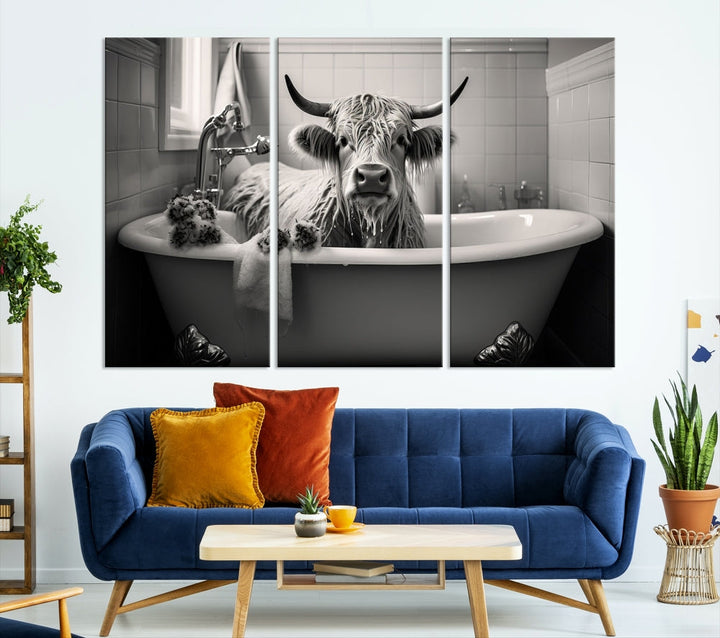 Funny Cow Art Print Animal Wall Art Framed Canvas Print Wall Decor