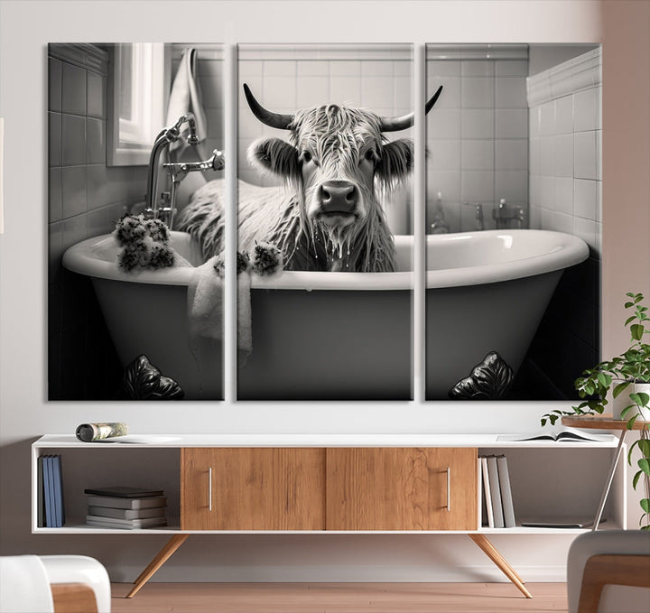 Funny Cow Art Print Animal Wall Art Framed Canvas Print Wall Decor