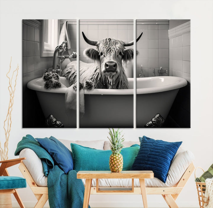 Funny Cow Art Print Animal Wall Art Framed Canvas Print Wall Decor