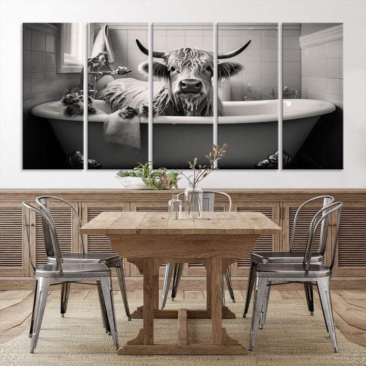 Funny Cow Art Print Animal Wall Art Framed Canvas Print Wall Decor