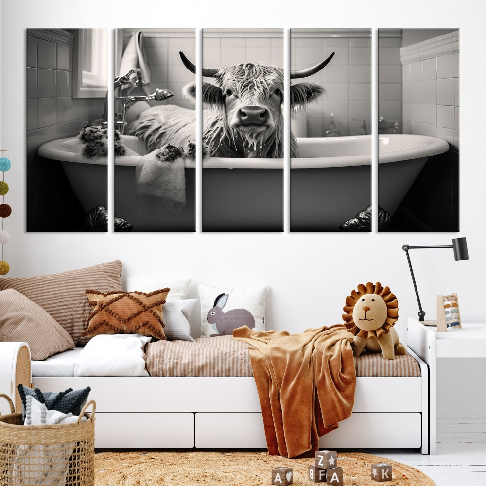 Funny Cow Art Print Animal Wall Art Framed Canvas Print Wall Decor