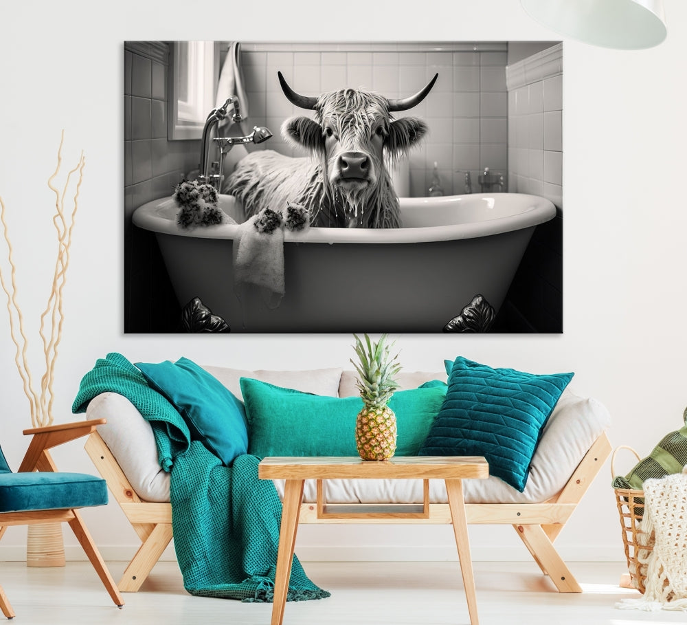 Funny Cow Art Print Animal Wall Art Framed Canvas Print Wall Decor