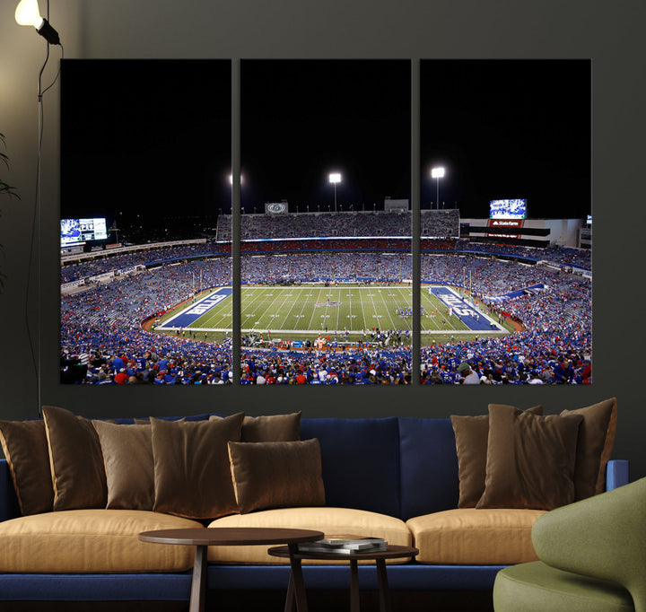 Game Night at Highmark Stadium Buffalo Bills Stadium Wall Art Canvas Print, American Football Stadium Wall Art Canvas Print - NFL Wall Art