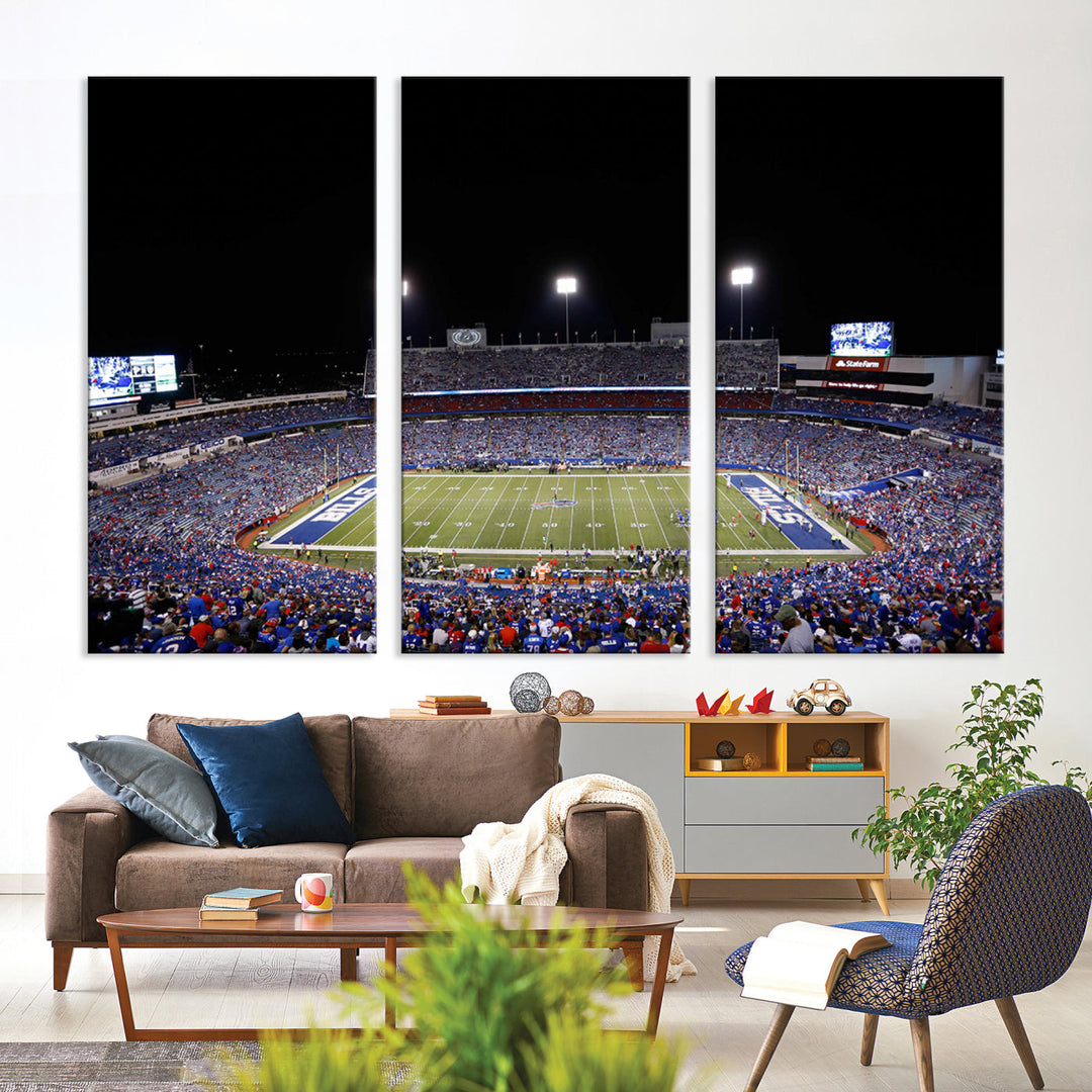 Game Night at Highmark Stadium Buffalo Bills Stadium Wall Art Canvas Print, American Football Stadium Wall Art Canvas Print - NFL Wall Art