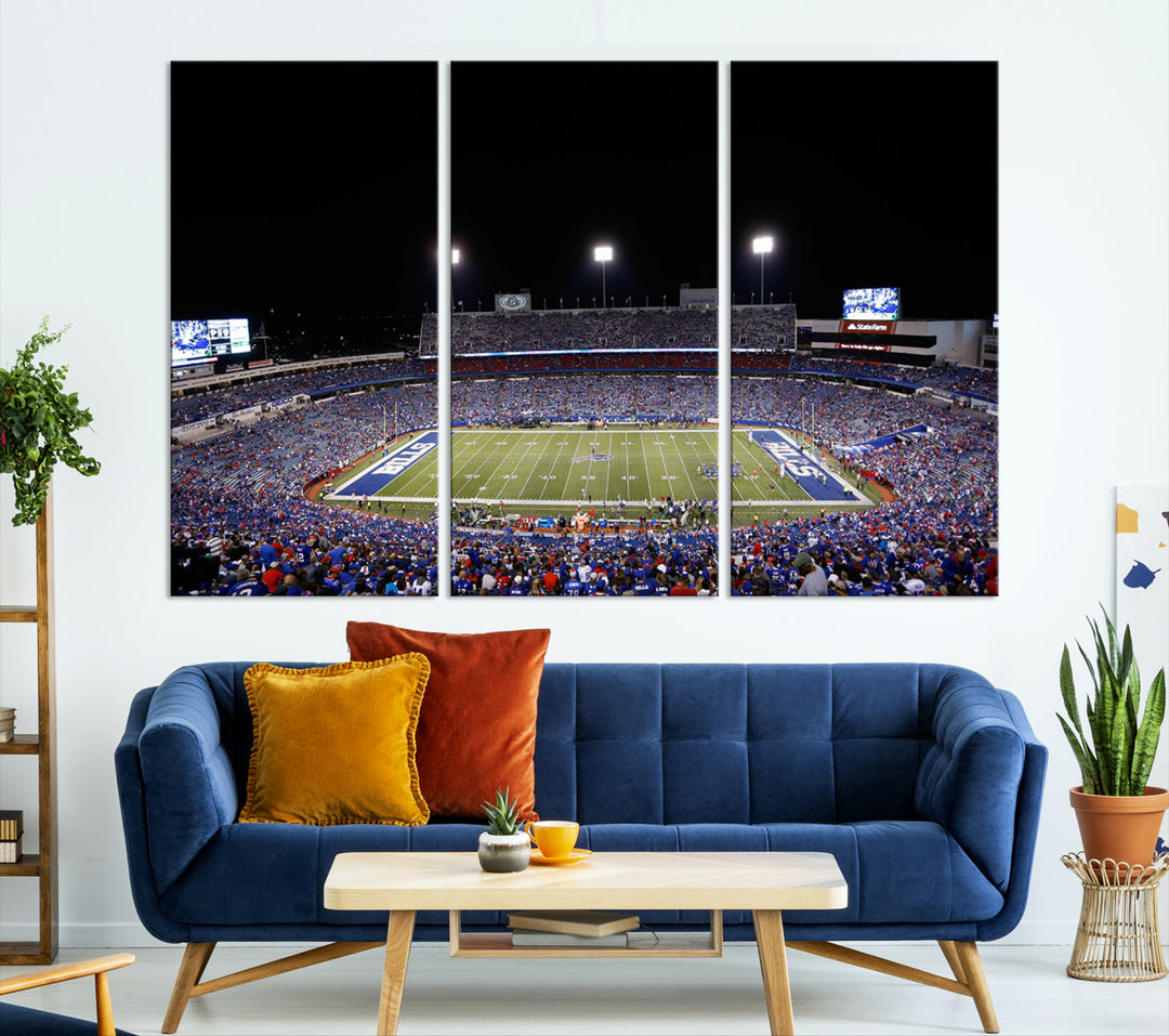 Game Night at Highmark Stadium Buffalo Bills Stadium Wall Art Canvas Print, American Football Stadium Wall Art Canvas Print - NFL Wall Art