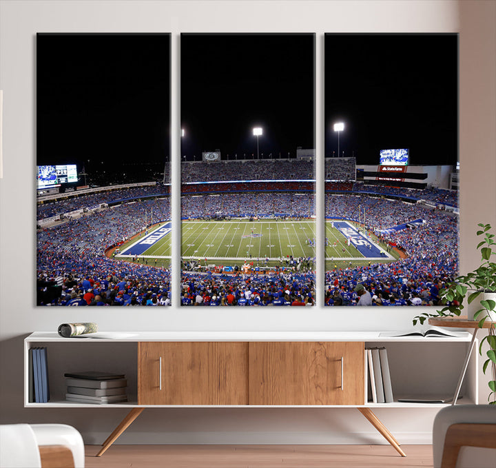 Game Night at Highmark Stadium Buffalo Bills Stadium Wall Art Canvas Print, American Football Stadium Wall Art Canvas Print - NFL Wall Art