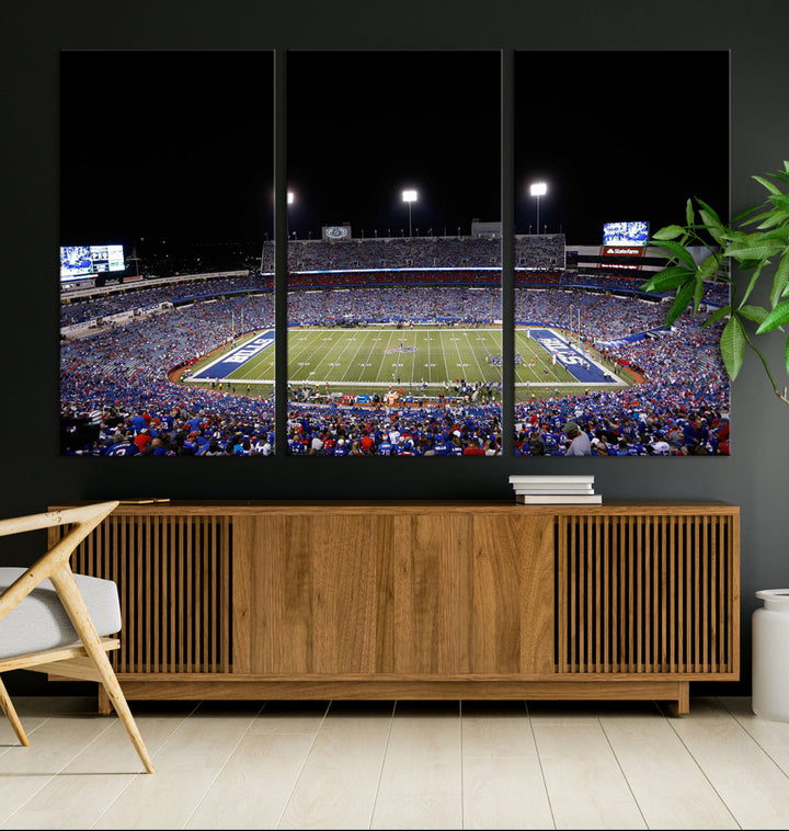 Game Night at Highmark Stadium Buffalo Bills Stadium Wall Art Canvas Print, American Football Stadium Wall Art Canvas Print - NFL Wall Art