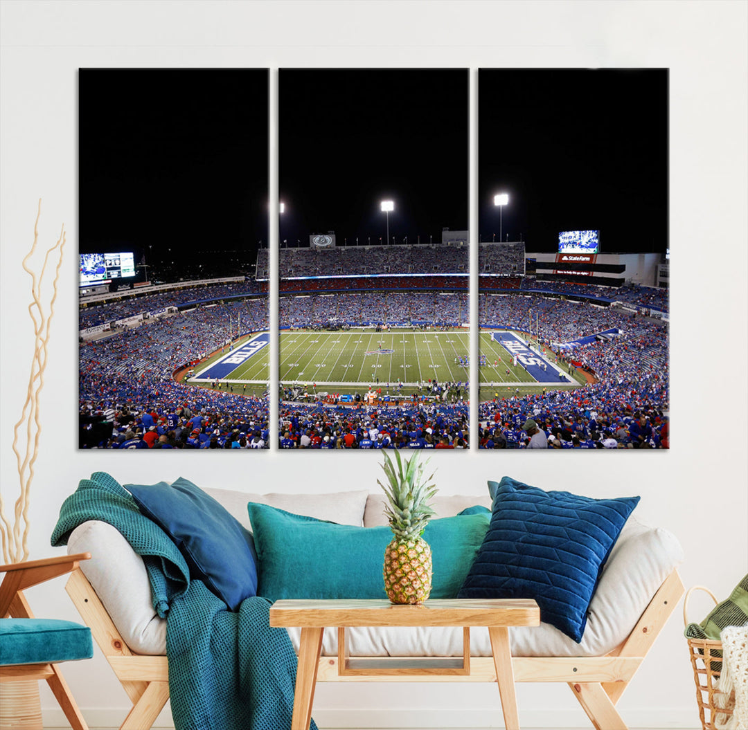 Game Night at Highmark Stadium Buffalo Bills Stadium Wall Art Canvas Print, American Football Stadium Wall Art Canvas Print - NFL Wall Art