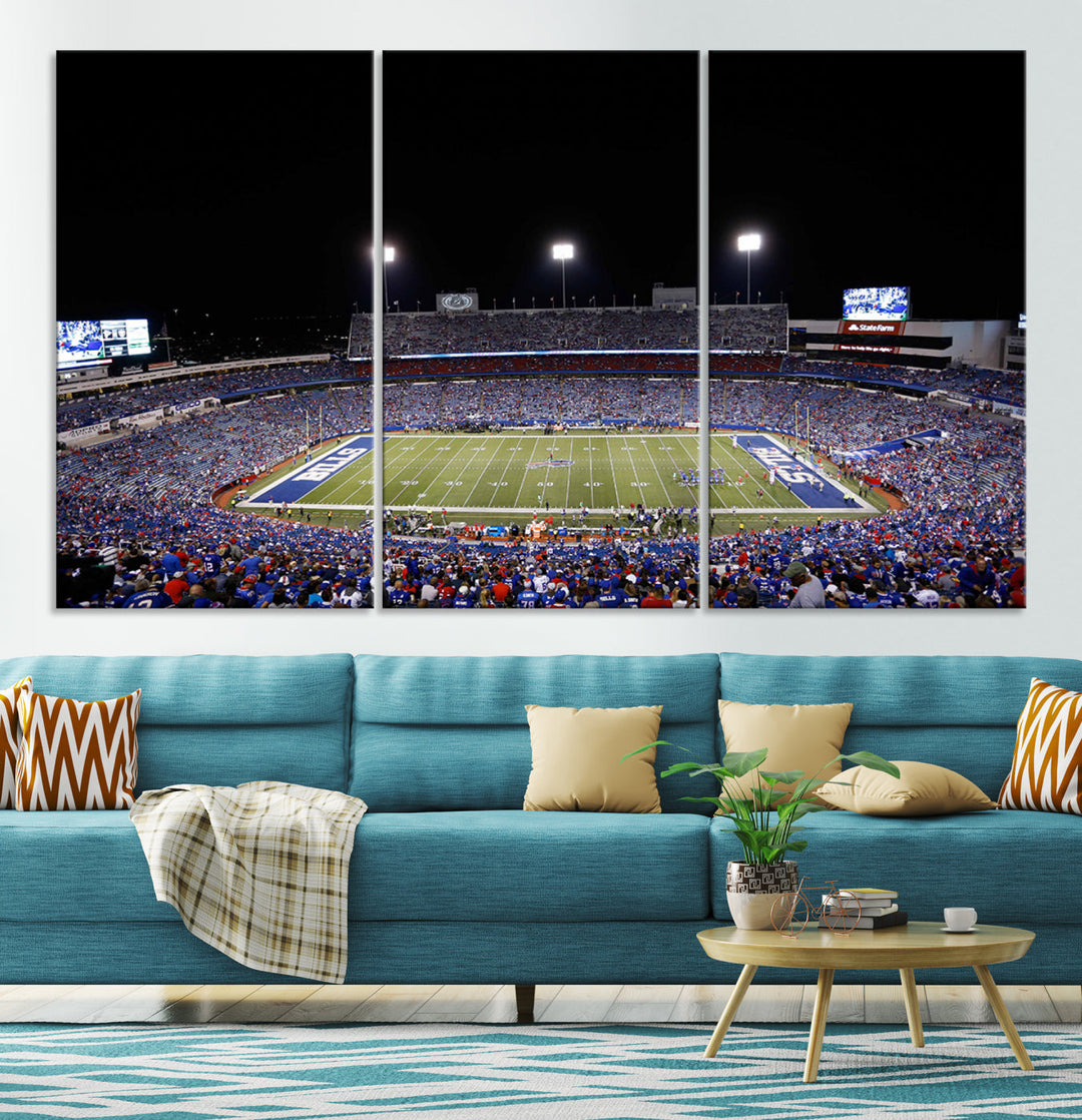 Game Night at Highmark Stadium Buffalo Bills Stadium Wall Art Canvas Print, American Football Stadium Wall Art Canvas Print - NFL Wall Art