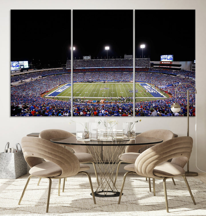 Game Night at Highmark Stadium Buffalo Bills Stadium Wall Art Canvas Print, American Football Stadium Wall Art Canvas Print - NFL Wall Art