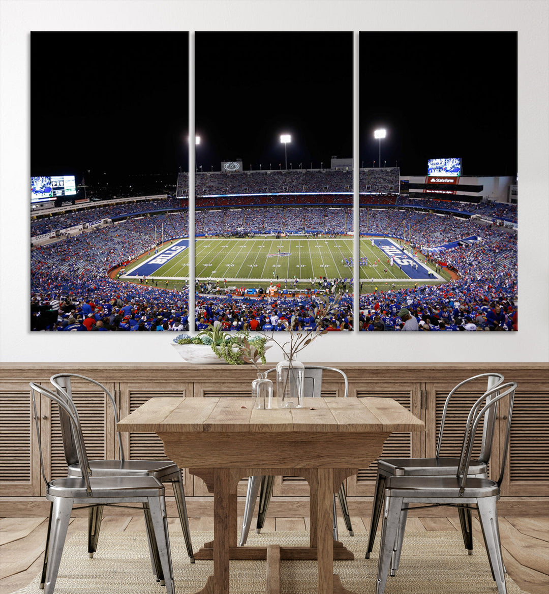 Game Night at Highmark Stadium Buffalo Bills Stadium Wall Art Canvas Print, American Football Stadium Wall Art Canvas Print - NFL Wall Art