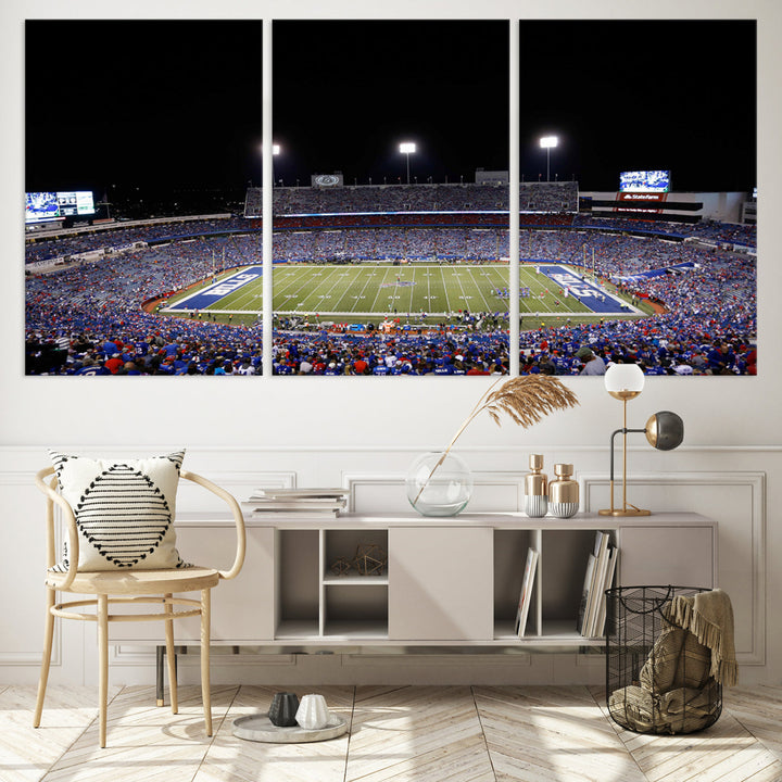 Game Night at Highmark Stadium Buffalo Bills Stadium Wall Art Canvas Print, American Football Stadium Wall Art Canvas Print - NFL Wall Art