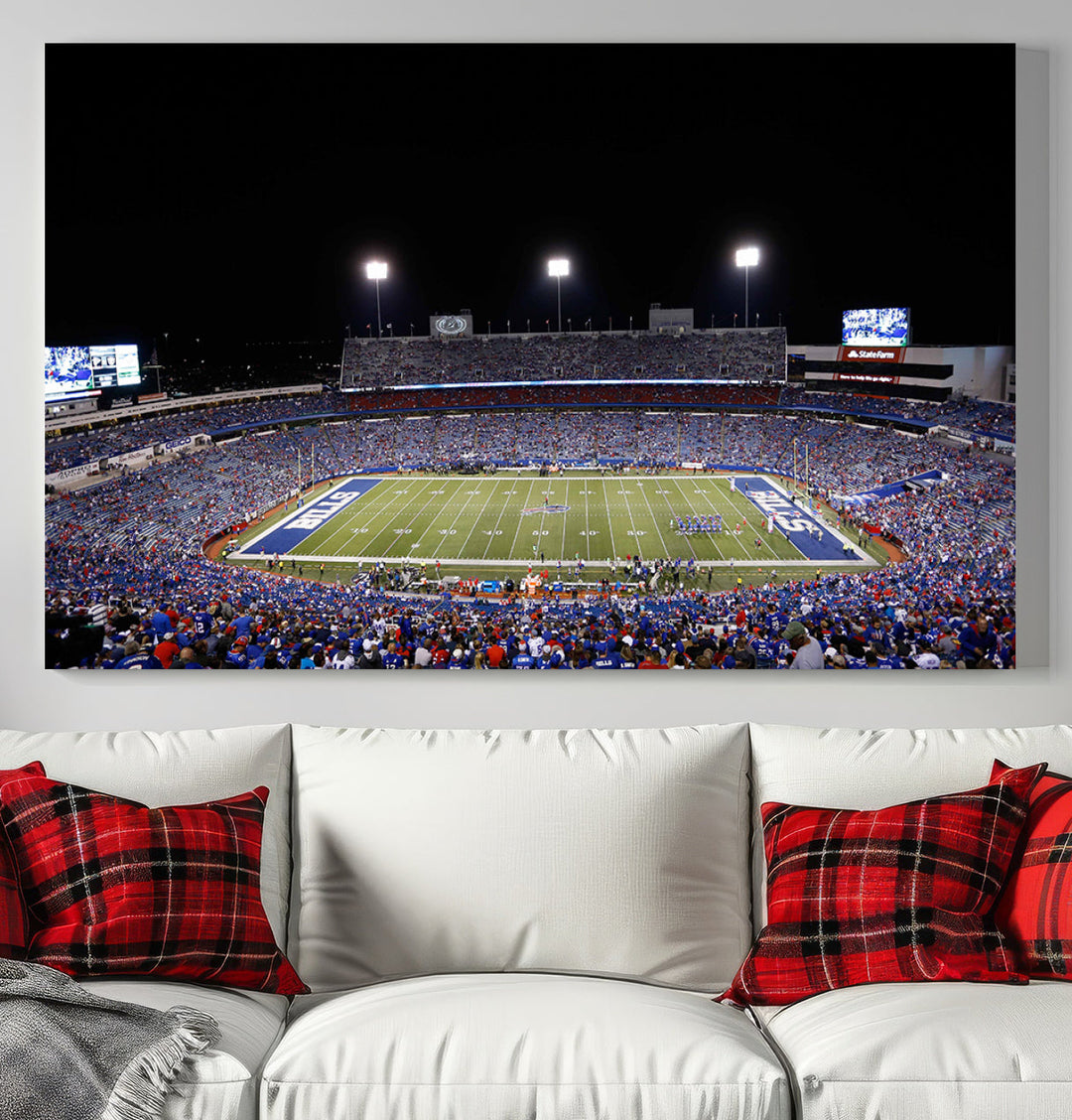 Game Night at Highmark Stadium Buffalo Bills Stadium Wall Art Canvas Print, American Football Stadium Wall Art Canvas Print - NFL Wall Art